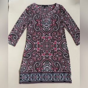 White House Black Market Paisley Red and Black Dress